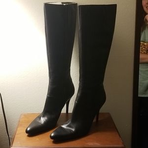 Nine West black heeled leather boots.